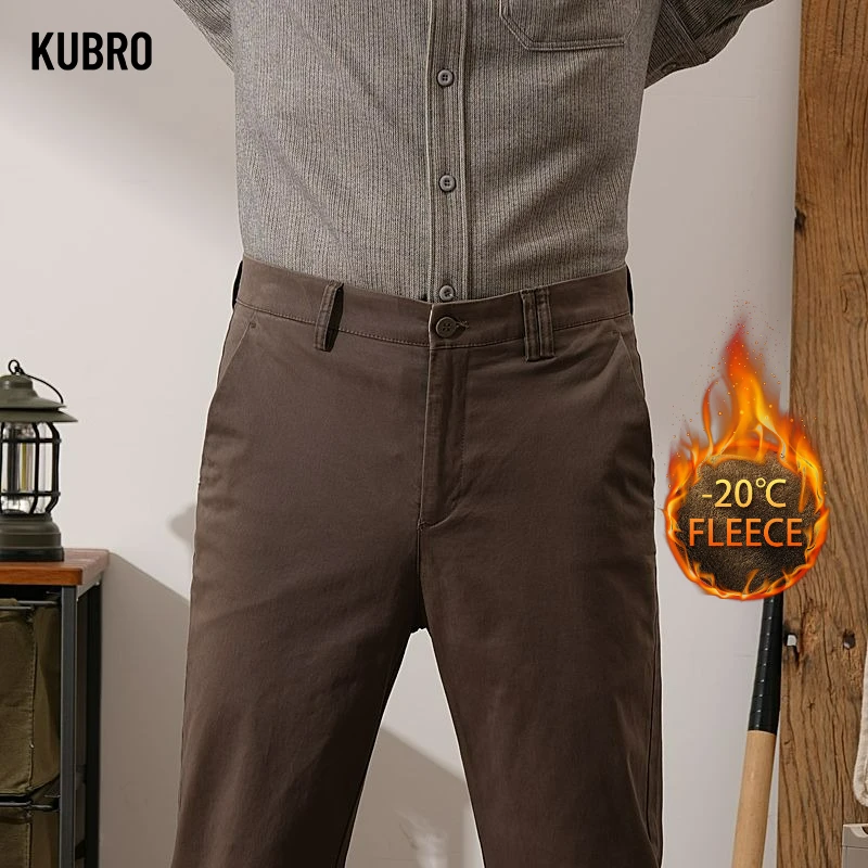 

Autumn Winter Fleece Lined Casual Pants Men Business Slim Stretch Thicken Trousers Korean Classic Elastic Waist Velvet Male Pant