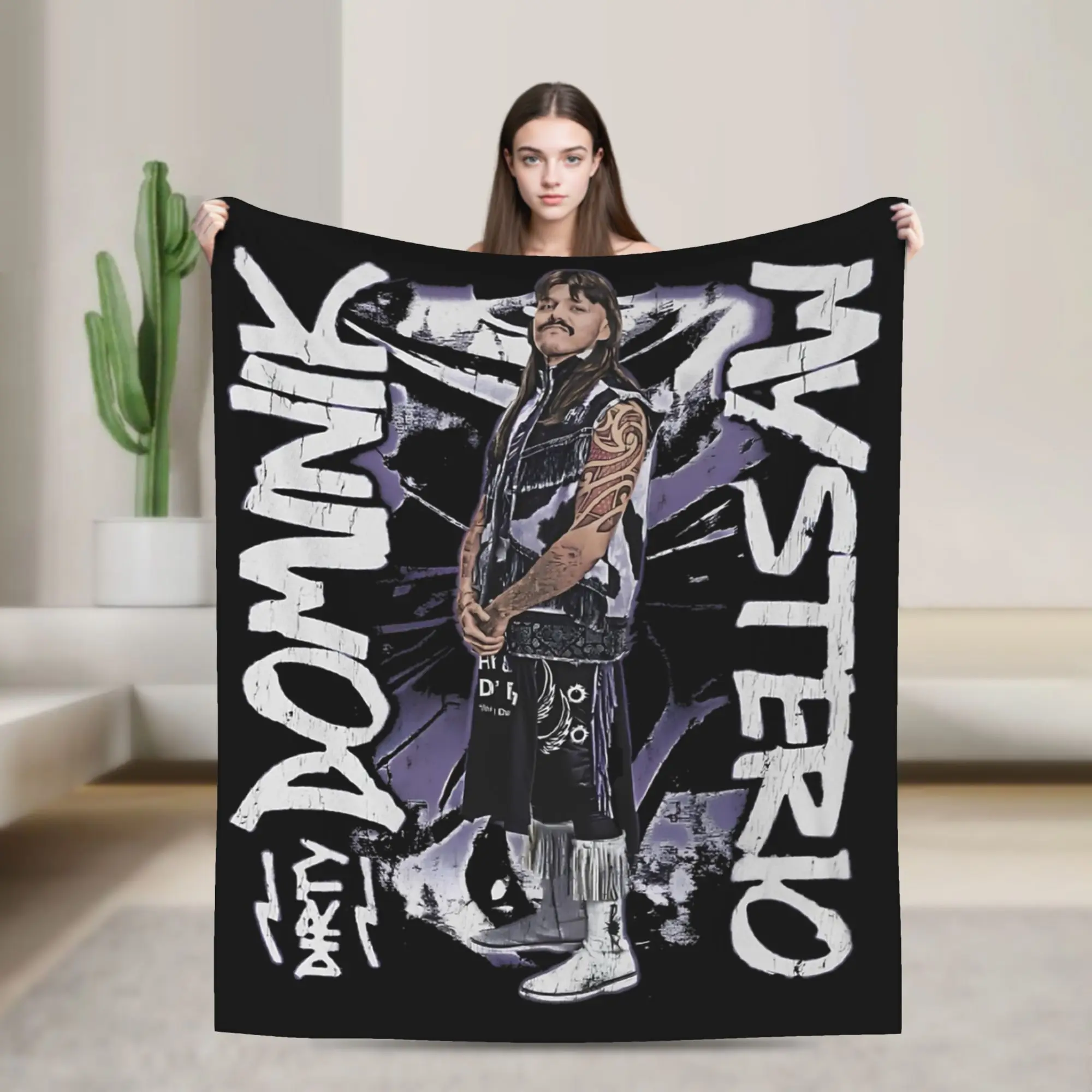 

Dominik Mysterio Blanket Flannel Spring Autumn Multifunction Lightweight Throw Blankets for Bed Outdoor Bedspread