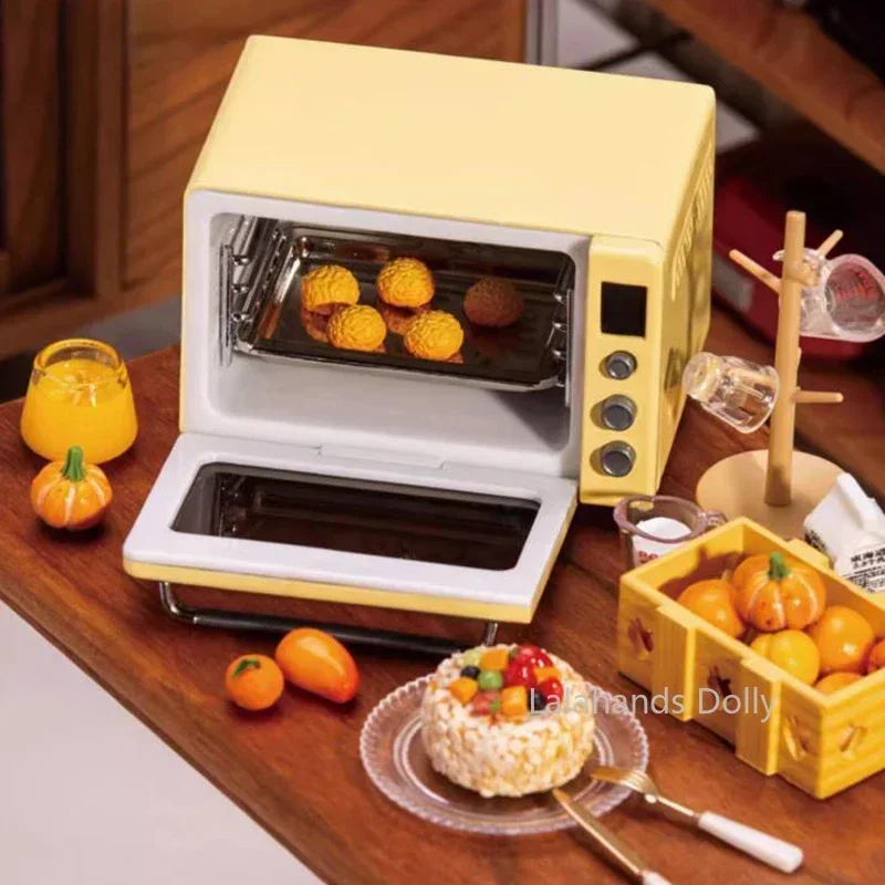 Miniartículos de cocina en miniatura para casa de muñecas, utensilios de cocina de simulación que pueden iluminar, horno eléctrico, muebles, accesorios de decoración, 1/6