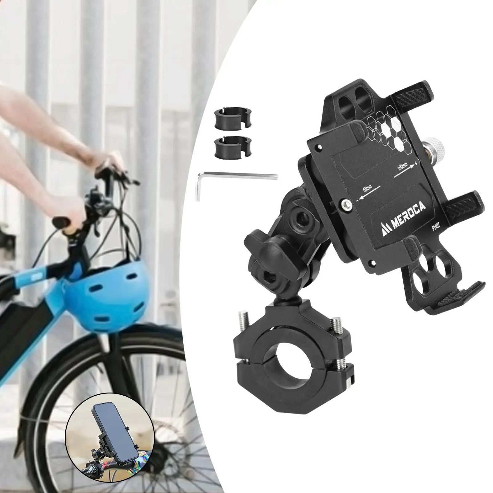 

Motorcycle Phone Holder Stands 360 Rotatable Wide Use Adjustable Universal