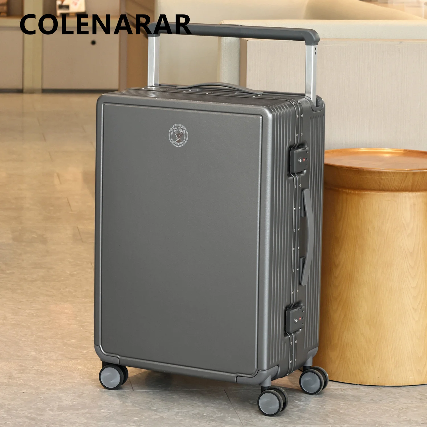 COLENARA PC 가방 20 "22" 24 "26 인치 알루미늄 프레임 탑승 상자 대용량 트롤리 케이스 강력하고 내구성이 뛰어난 수하물