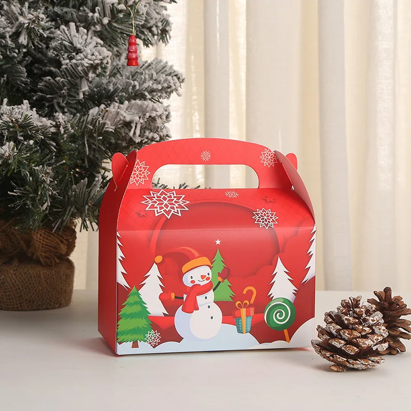 12/24 Stück Kraftpapier Weihnachtsgeschenkbox mit Griff Eve Apple Favor Geschenkverpackung Boxen Neujahr Frohe Weihnachten Partyzubehör – Detail 5