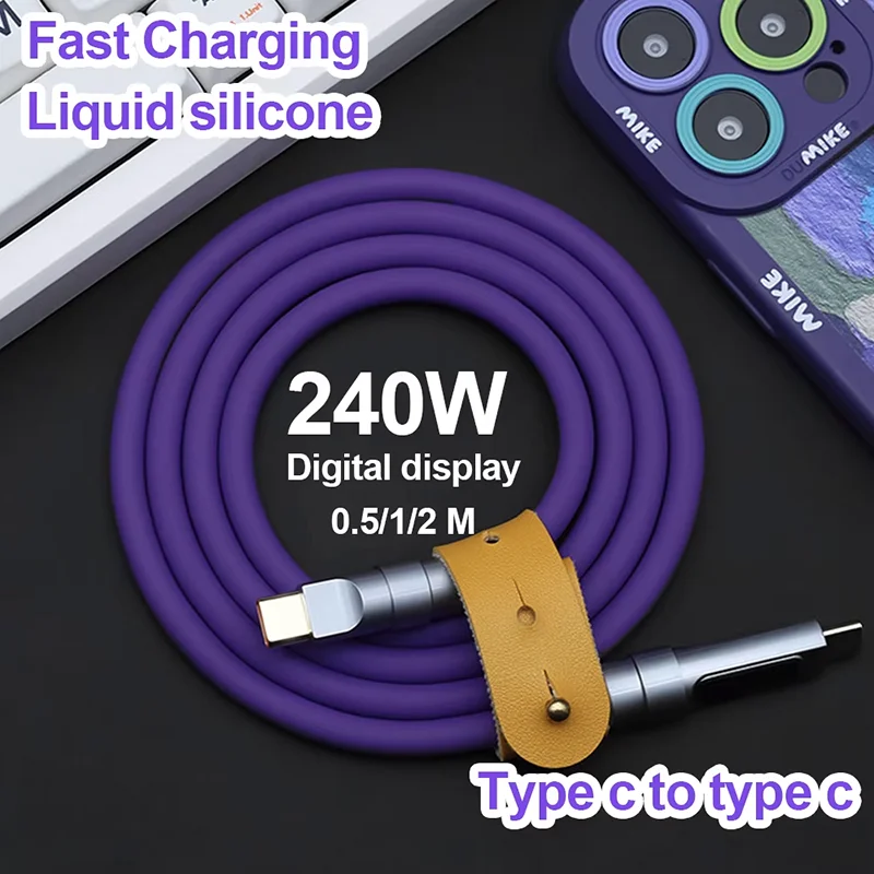 240W Liquid Silicone USB C To Type C Fast Charging Cable 3m 2m Type-C Cable For IPhone 17 16 15 Pro Max MacBook iPad Samsung