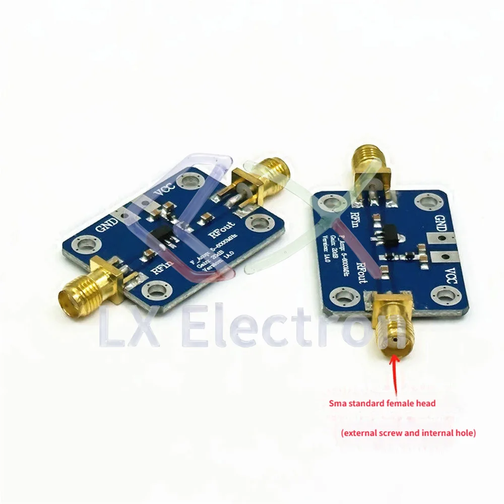 1pcs 5-6000MHz RF Wideband Amplifier 20dB High Gain Low Noise Module 5V DC 20dBm Power Amp for FM GPS WIFI Receiver SMA Female