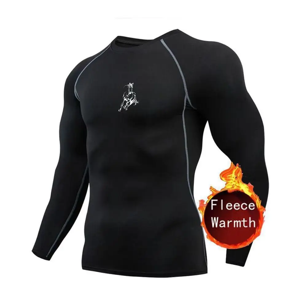 Men's Sportswear T-Shirts Running Training High Elastic Outdoor Cycling Sweatshirt Compression Fitness Fleece Tops underwear