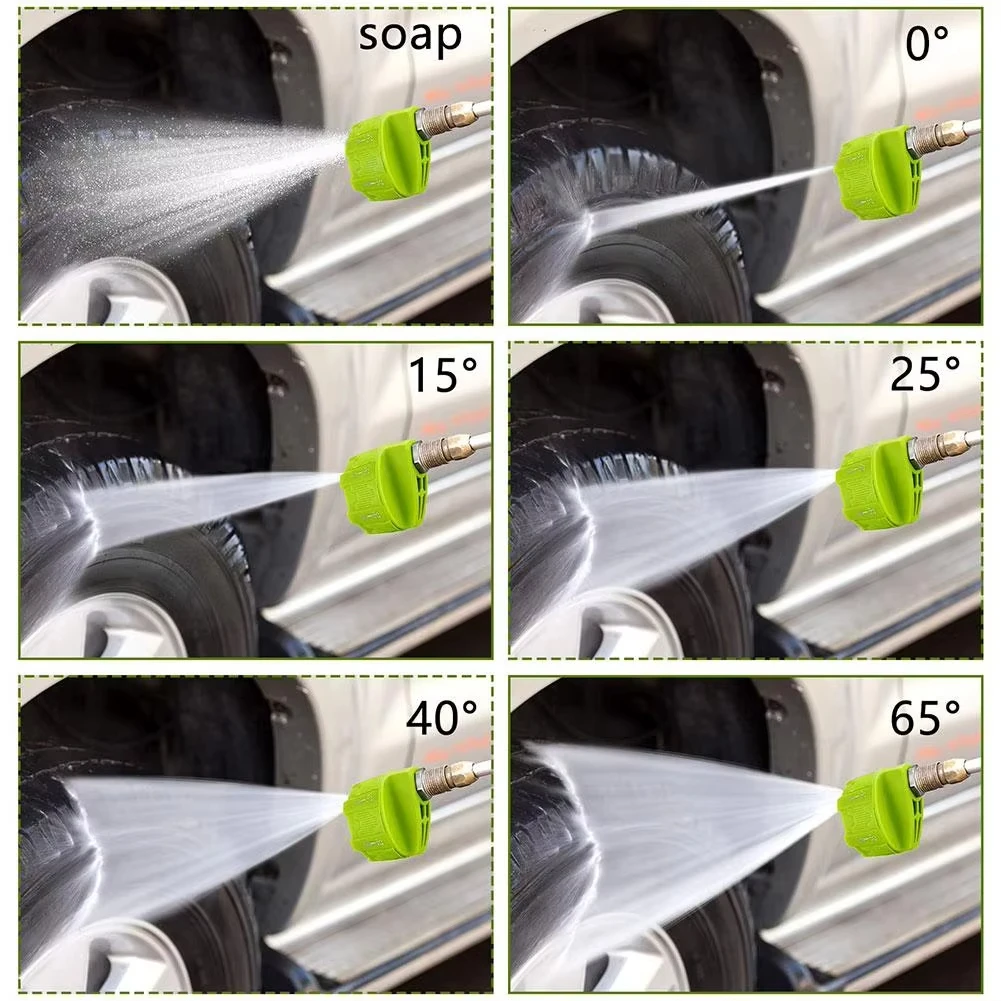 High Pressure Washer Spray Nozzle with 0 15 25 40 Degree Rotation for Garden Cleaning Watering Rinse Soap Tip
