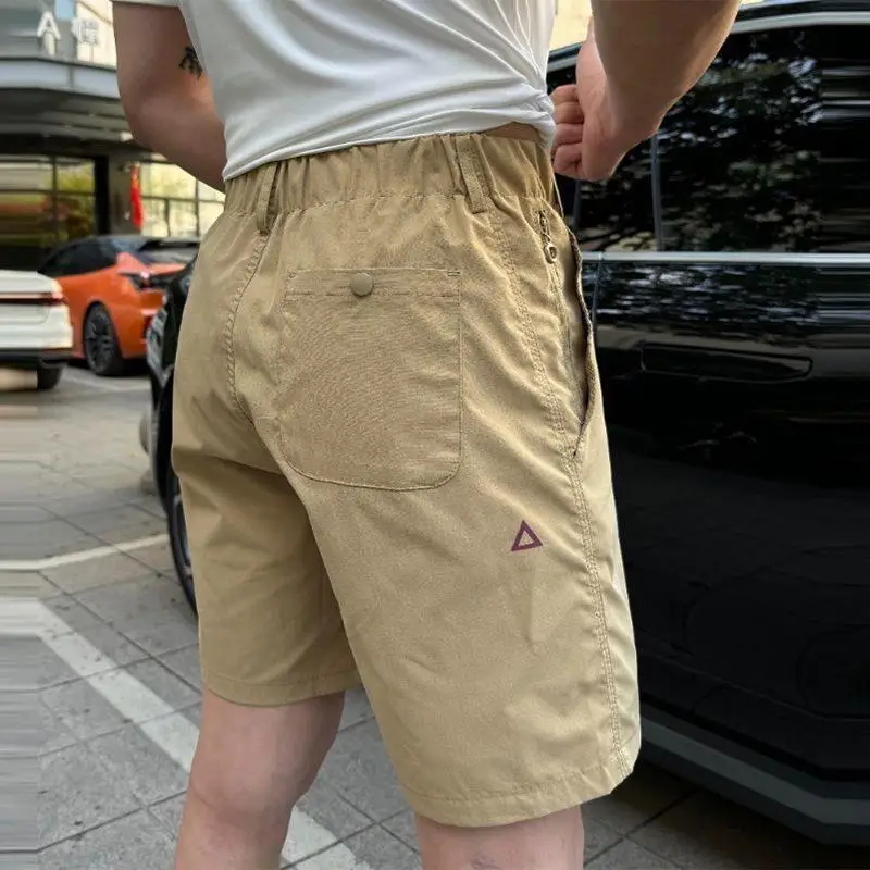 Khaki  Label Quick Dry Workwear Shorts Men's Four-Fifths Loose Fit Summer Fashion Brand Casual Polyester Fiber
