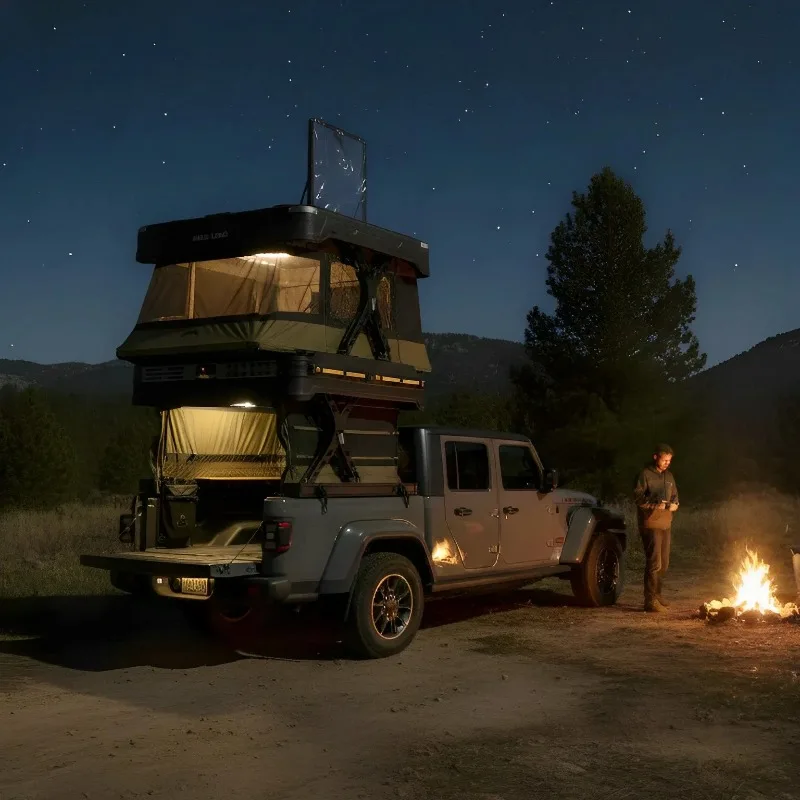 Rooftop Tent Customized Remote Controlled Dual Layer Layout Waterproof Outdoor Family Camping Vehicle Shelter