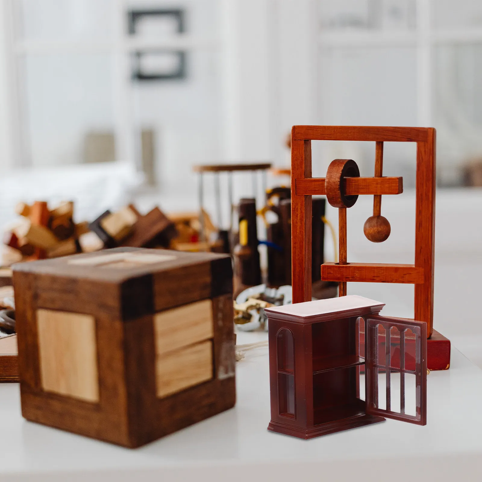

Miniature Cabinet for Mini House ABS Plastic Tiny Furniture Decorative Storage Unit for Micro Landscape Bedroom Living Room Wine