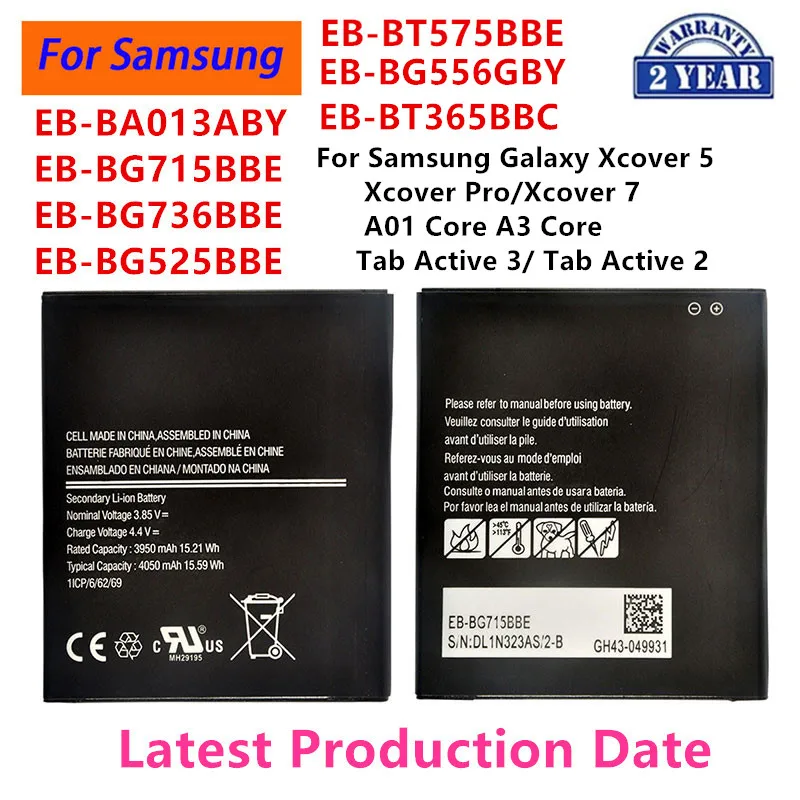 Battery EB-BT575BBE EB-BG556GBY BG715BBE BT365BBC BG525BBE For Samsung Galaxy Xcover 5 6 7 Pro A01 Core A3 Tab Active 2 3