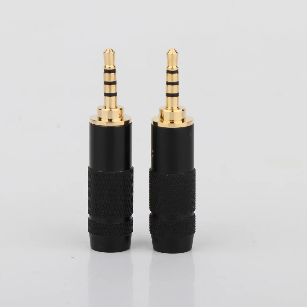 2.5mm Plug Audio Jack Connector 4 Pole Gold-Plated Metal Earphone Adapter Soldering for DIY Stereo Headset Earphone Repla