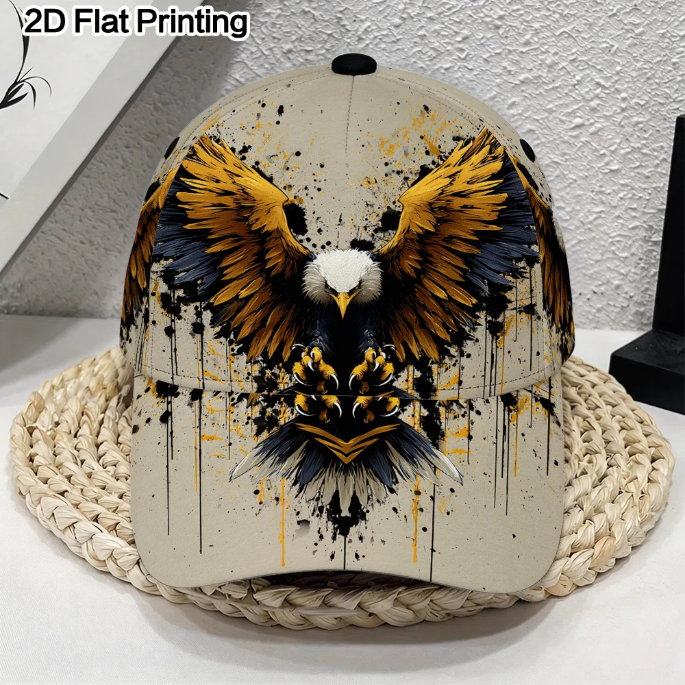 Majestic Eagle Art Printed Duckbill Cap Non-Stretch Casual Lightweight Style Unisex Baseball Cap Exquisite Artistic Design