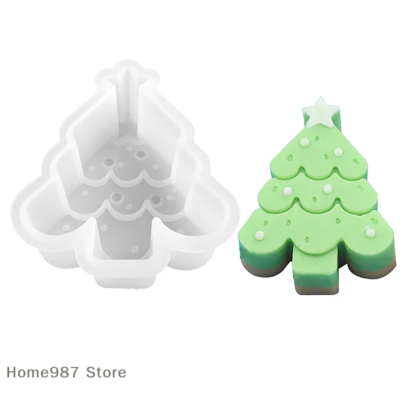 1 Pc Christmas Tree Silicone Mold Christmas Candle Plaster Ornament Handmade DIY Cookie Chocolate Baking Mould