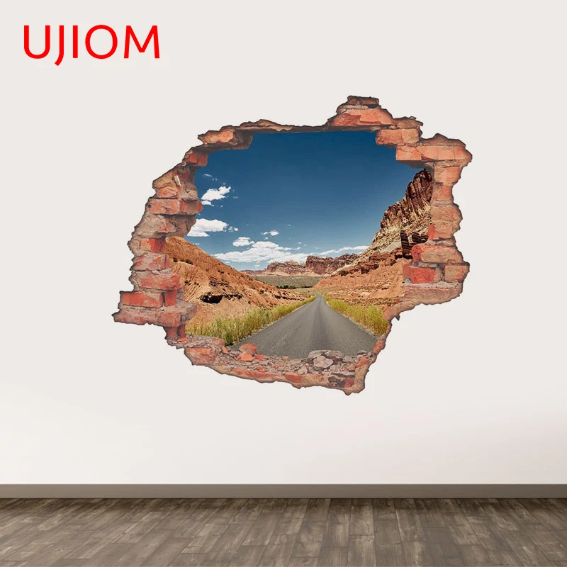 UJIOM 13cm X 10.9cm Canyon Road Tear Wall Stickers Scratch Proof Graphics Toilet Kids Room Decal Baby Nursery Room Wallpapers