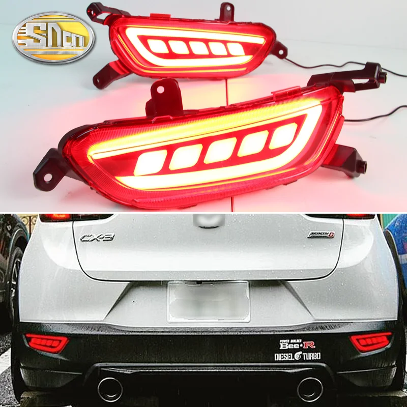 For Mazda CX-3 CX3 2015 - 2022 SNCN Multi-function Car LED Rear Fog Lamp Bumper Light Brake Light Turn Signal Light