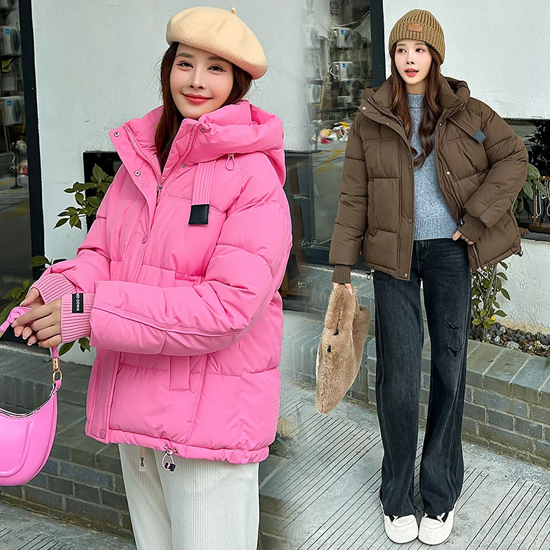 Woman Jacket Winter Parka New Hooded Detachable Thicke Loose Zipper Warm Snow Wear Oversize Female Cotton Padded Coat Overcoat