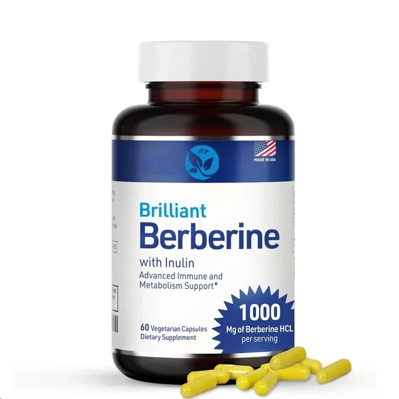 Berberine Hcl 1000mg Supplement Complex Contains Inulin and 500mg Aspartic Acid. Magnesium Stearate Free Herbal Supplement