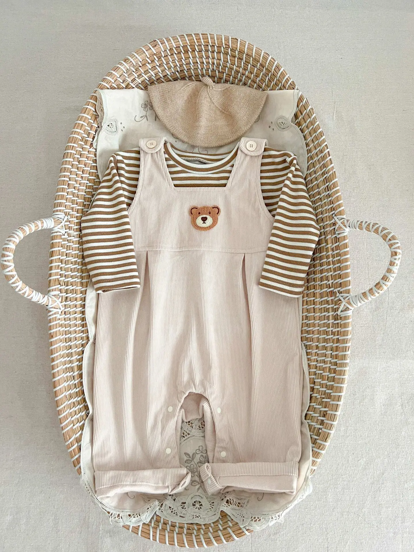 Spring And Autumn Newborn Infant Baby Boys And Girls Stripe Top Shirt Corduroy Sleeveless Rompers Kids  Fashion Baby Clothing