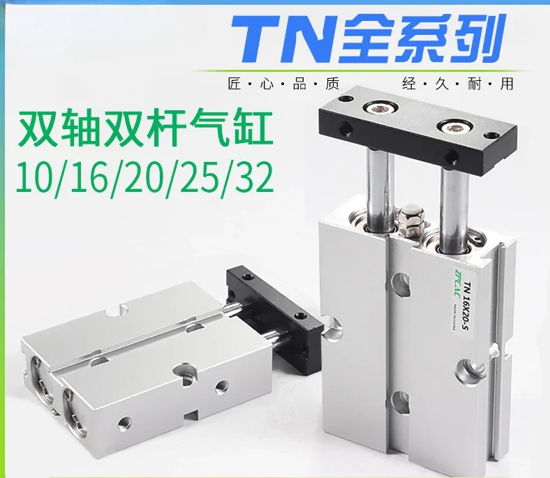 TN double shaft double rod cylinder small pneumatic cylinder large thrust 10