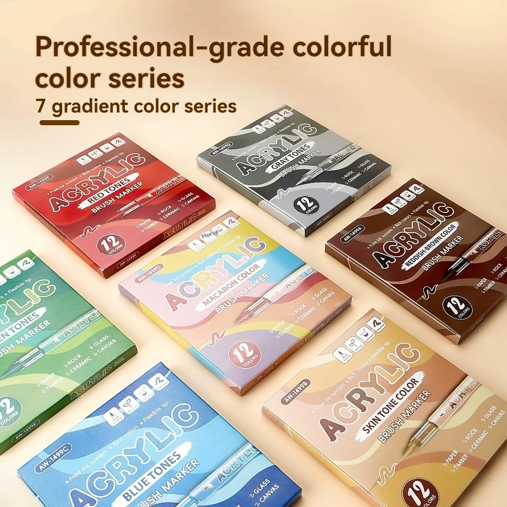 84 Colors Acrylic Paint Markers, With Direct-Liquid Ink System, Brush Tip, For Wood, Glass, Fabric And DIY Crafts Art Supplies