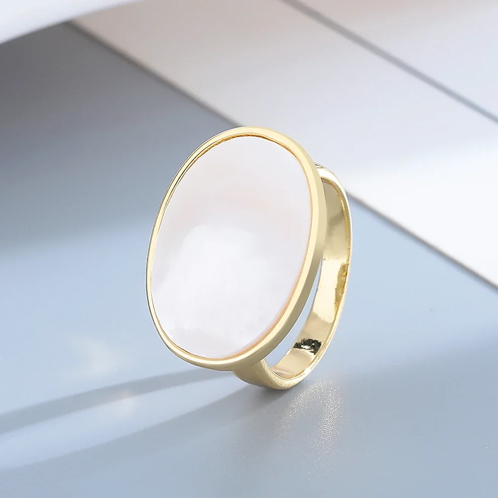 Vintage Natural Shell Ring 925 Sterling Silver Simple Rings Luxury Fine Jewelry Wedding Gift for Women