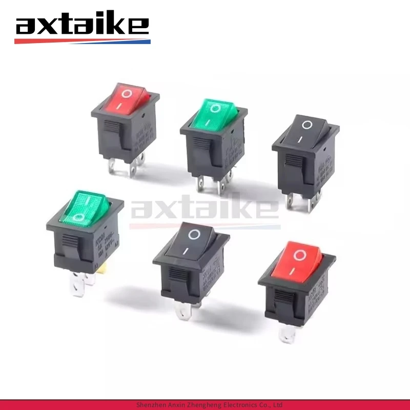 

10PCS 15*21MM 2/3/4/6Pin Rocker Toggle Power Push Button Switch SPST 6A 250V 10A 125V KCD1 ON-OFF-ON Black White Red Green Light