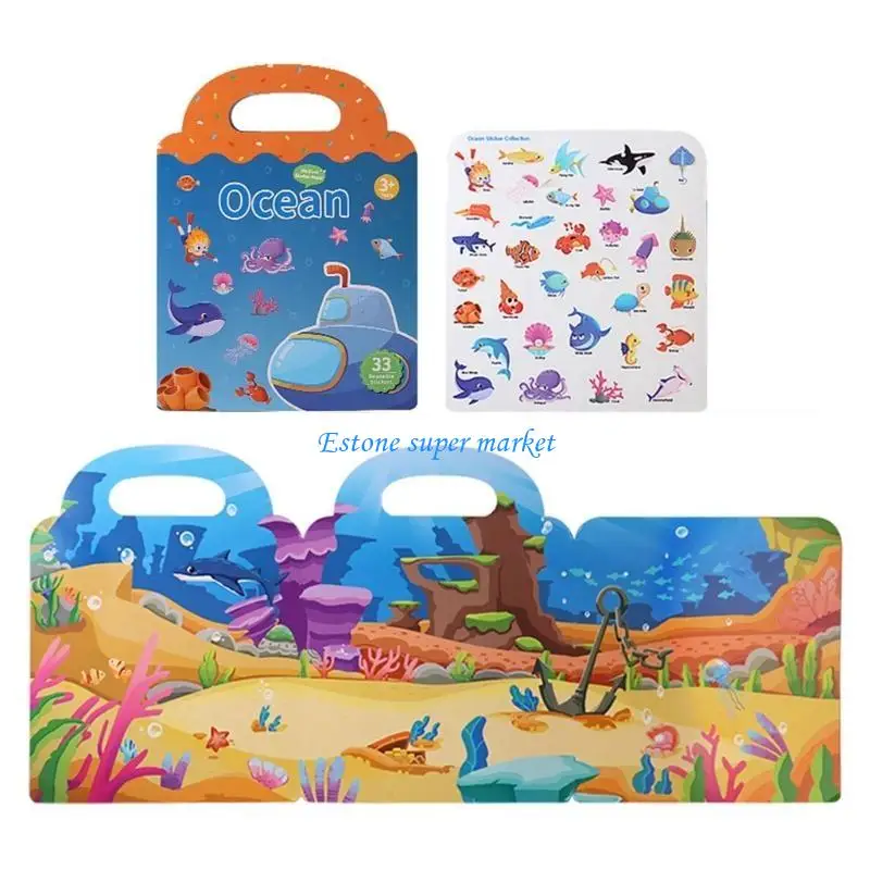 

090B Reusable Sticker Book Puzzle Game Book Baby Fine Motor Skill Animal Learning Toy