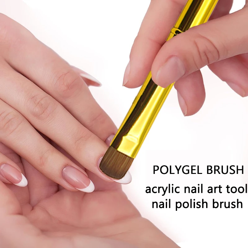 แปรงเพ้นท์เล็บอะคริลิค Kolinsky สำหรับงานศิลปะเล็บแบบฝรั่งเศส วาดลาย เพ้นท์เจล ประดับเพชร ด้ามจับโลหะสีทอง