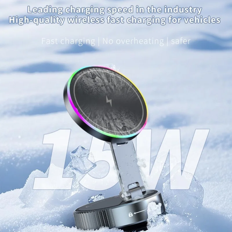 شاحن لاسلكي مغناطيسي بقدرة 15 وات، حامل هاتف للسيارة، قابل للدوران 360 درجة، متوافق مع الهواتف الذكية لهاتف iPhone #5