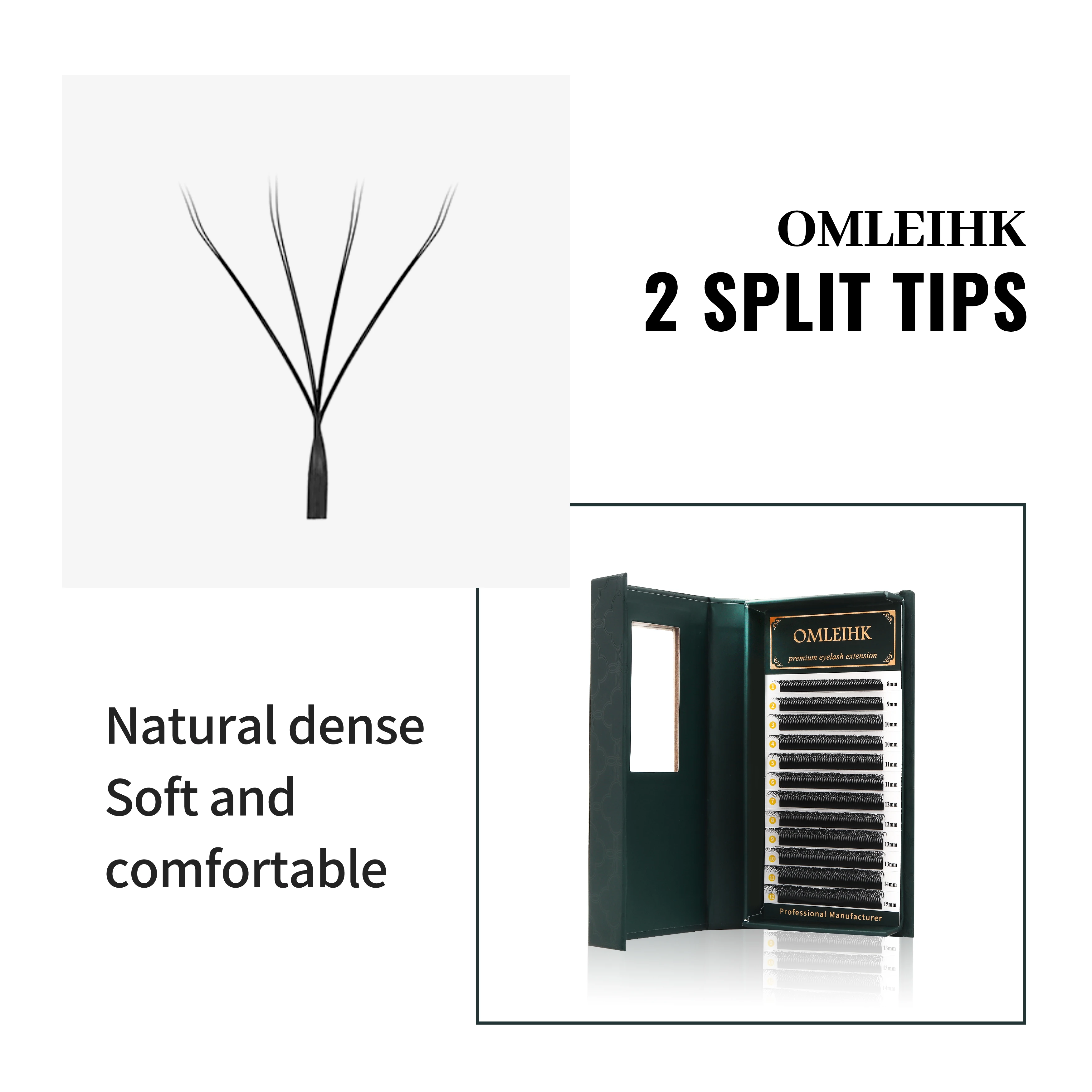 OMLEIHK 8D W (Duplo 4D) 속눈썹 연장 부드럽고 가벼운 볼륨 속눈썹 자연스러운 룩 전문 살롱 사용