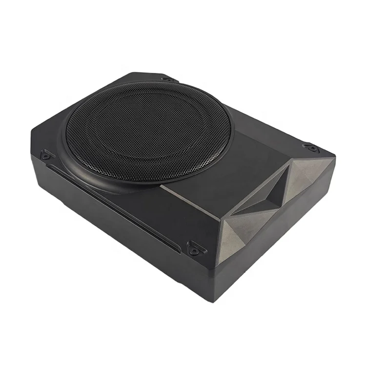 High Quality Latest Aluminium Active 12V DC Audio Underseat 10 Inch Deep Bass Competition Slim Car Subwoofer Speaker H-104 Pro