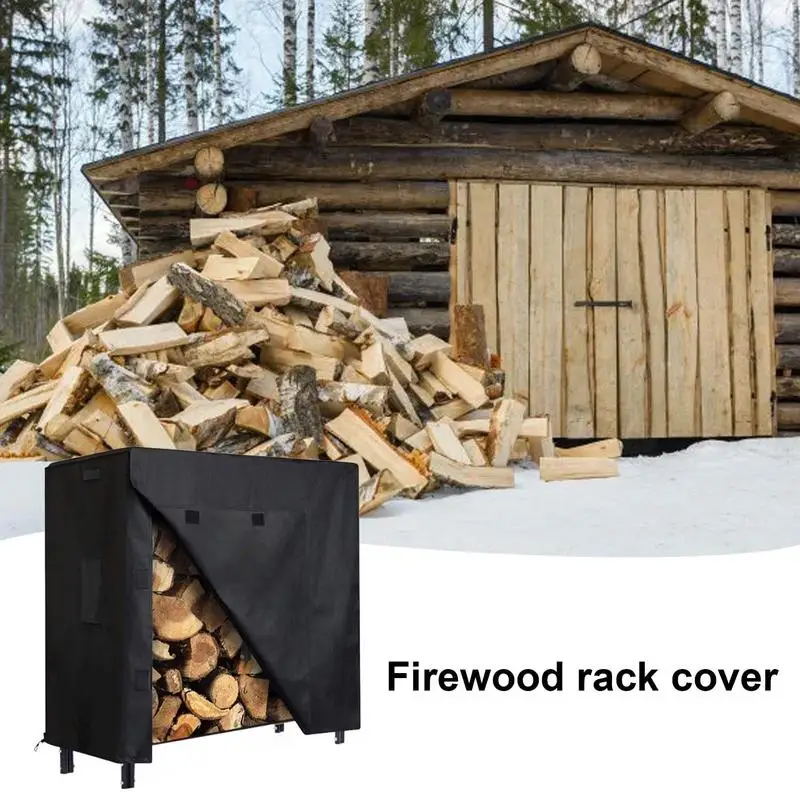 Wood Rack Cover Oxford Fabric Firewood Rack Cover Heavy Duty Log Rack Cover Weather Resistant Adjustable Outdoor Supplies