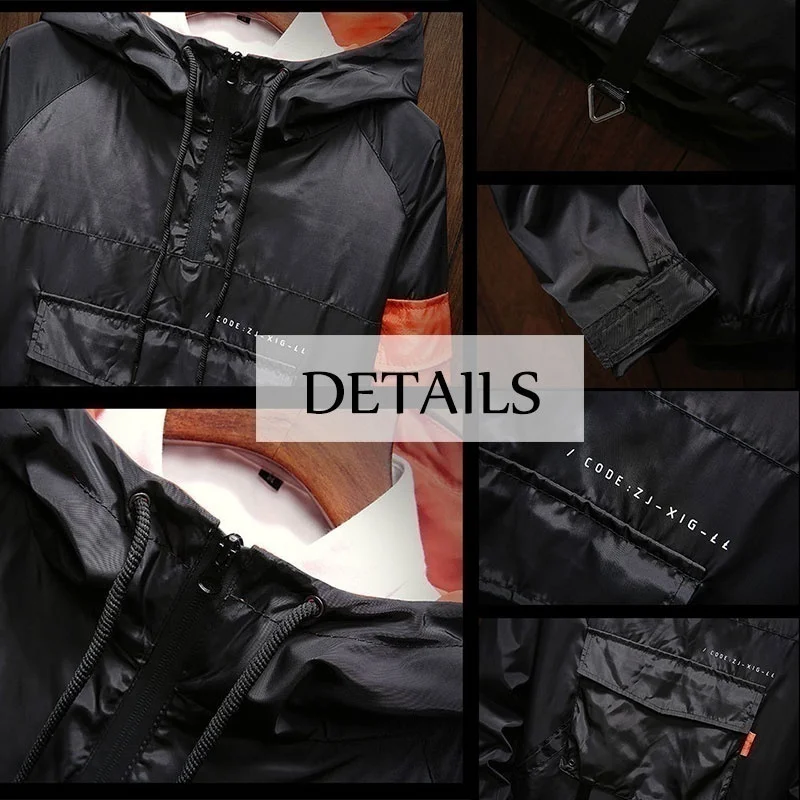 2024 New Men's Outdoor Camping Jacket Men Hip Hop Streetwear Coat  Jacket Thin Coats Sports Pullover Hooded Windbreaker Jackets