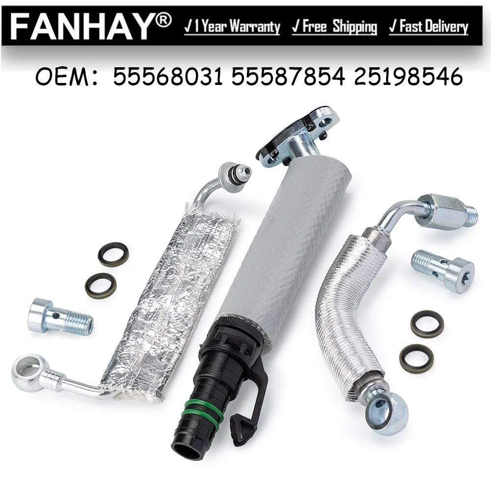 

55568031 1Set Turbo Oil Return Drain Pipe & Oil Feed Hose Tube Kit For Chevy Cruze For Sonic Trax 2013-2019 55587854 25198546