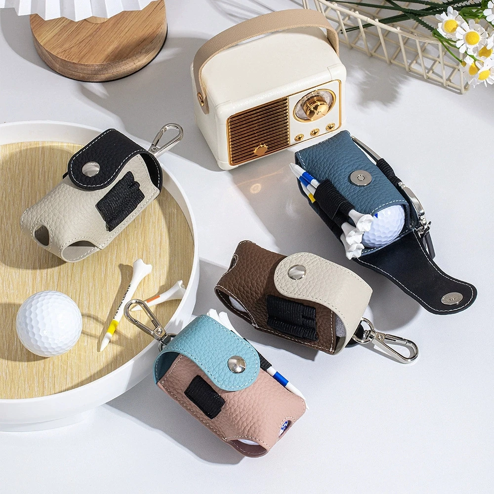 leather-outdoor-golf-ball-bag-portable-small-bag-waist-hanging-fashion-color-block-storage-pouch-convenient-personal-accessories