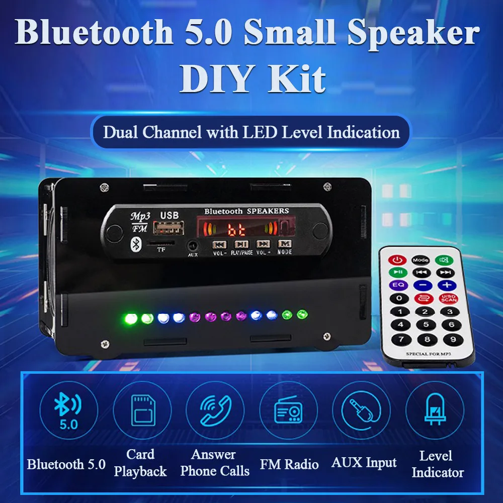 DIY Bluetooth Speaker Kit with FM Radio DIY Soldering Project Practice Solder Assembly DIY Electronic Kit Component 2*3W Speaker