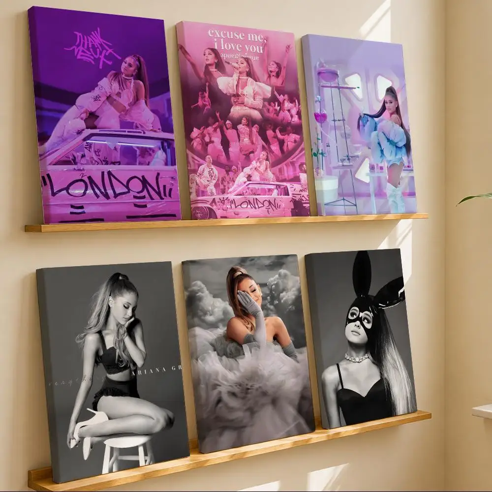 Pop Singer A-Ariana Grande Framed Wall Painting Canvas Art Poster with Solid Wood Frame for Living Room Home Decor