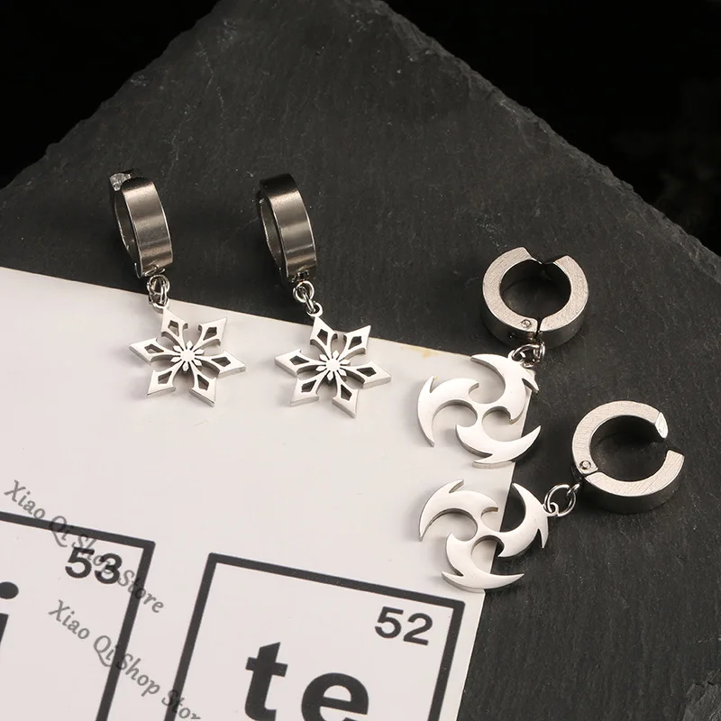 Genshin Impact ambito Clip per orecchio (può essere indossato senza piercing all'orecchio) I sette elementi COS elemento quadratico Orecchini gioielli