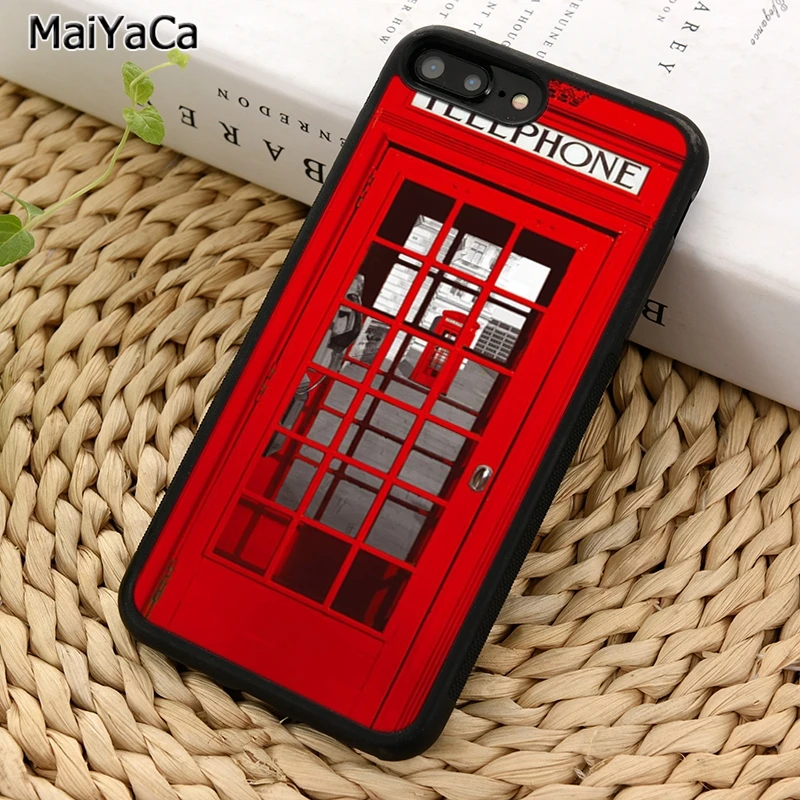 MaiYaCa Red Telephone Box London Phone Case For iphone 16 15 14 plus 11 12 13 Pro  XR XS Max coque Cover Shell