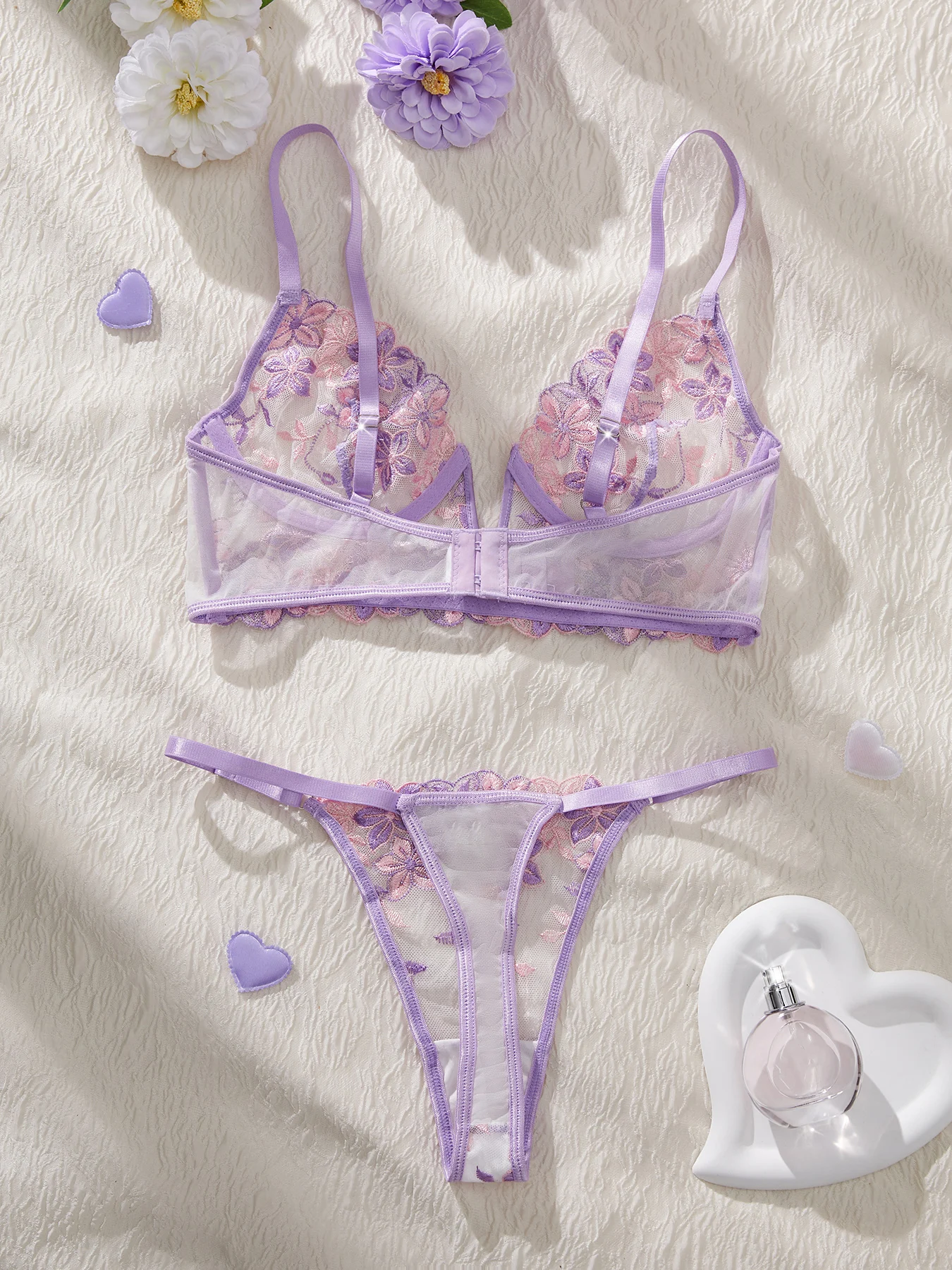 The temptation of Valentine's Eve light purple Danube group ladies sexy lingerie bra women's suit image 2