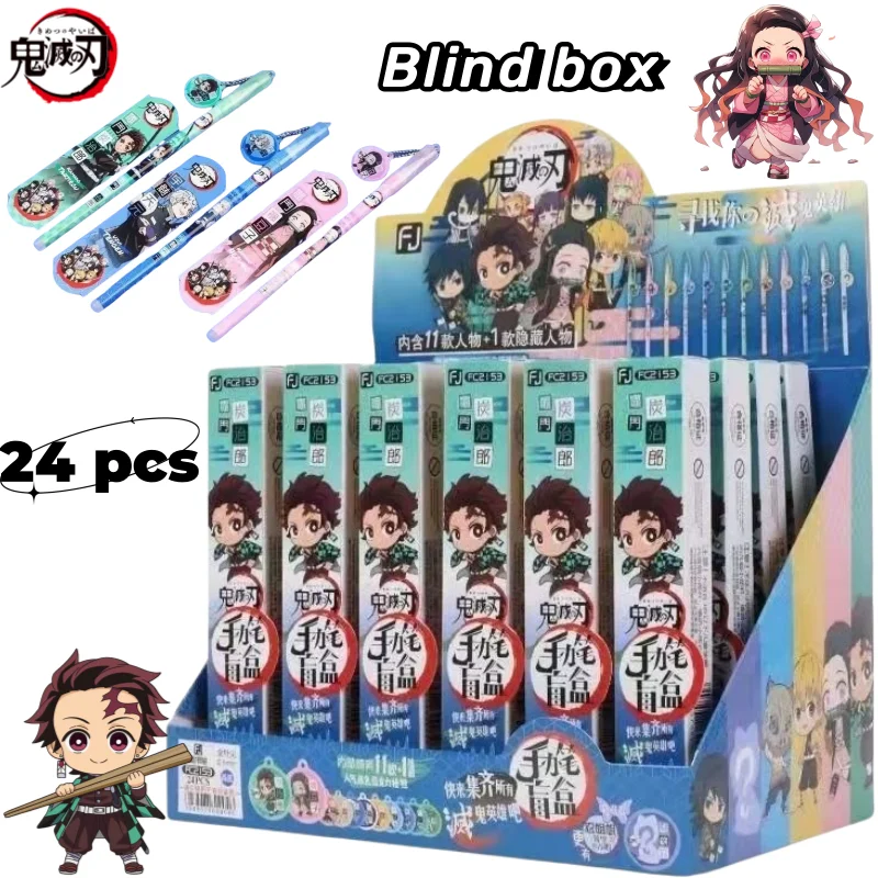 

New Demon Slayer Kamado Nezuko Tanjiro Kamado Anime Peripherals Cartoon Q Edition Student Surprise Blind Box Erasable Gel Pen