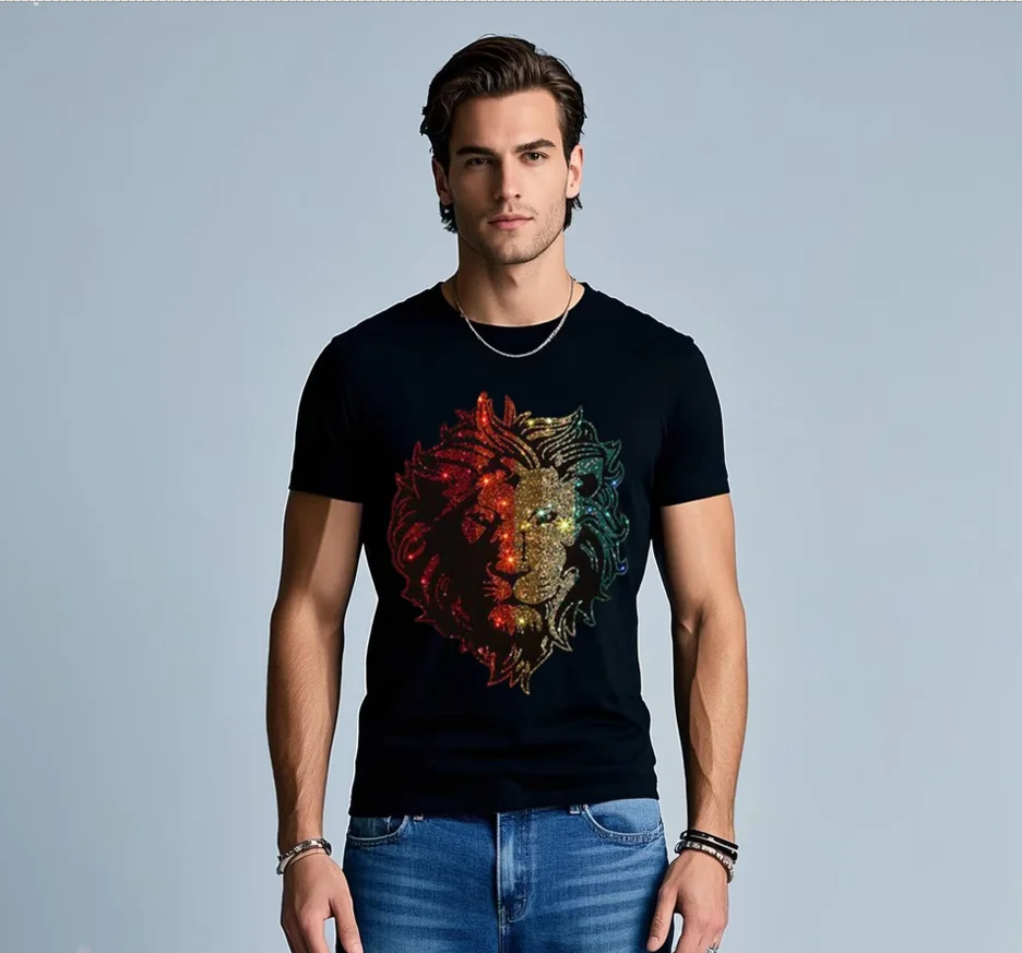 

Горячая Распродажа, футболка со стразами, модная мужская одежда в стиле хип-хоп, Прямая поставка, футболки, брендовый дизайнер