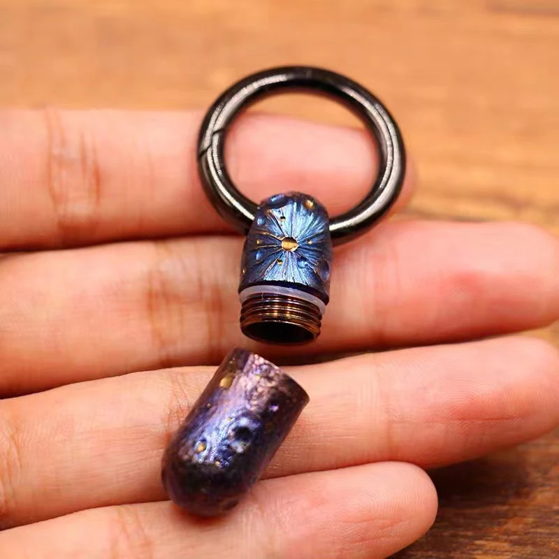 Handmade Limited Edition Pure Titanium Portable Small Pill Box Sealed Waterproof Keyring Mini Carry-on First Aid Pill Bottle Gif