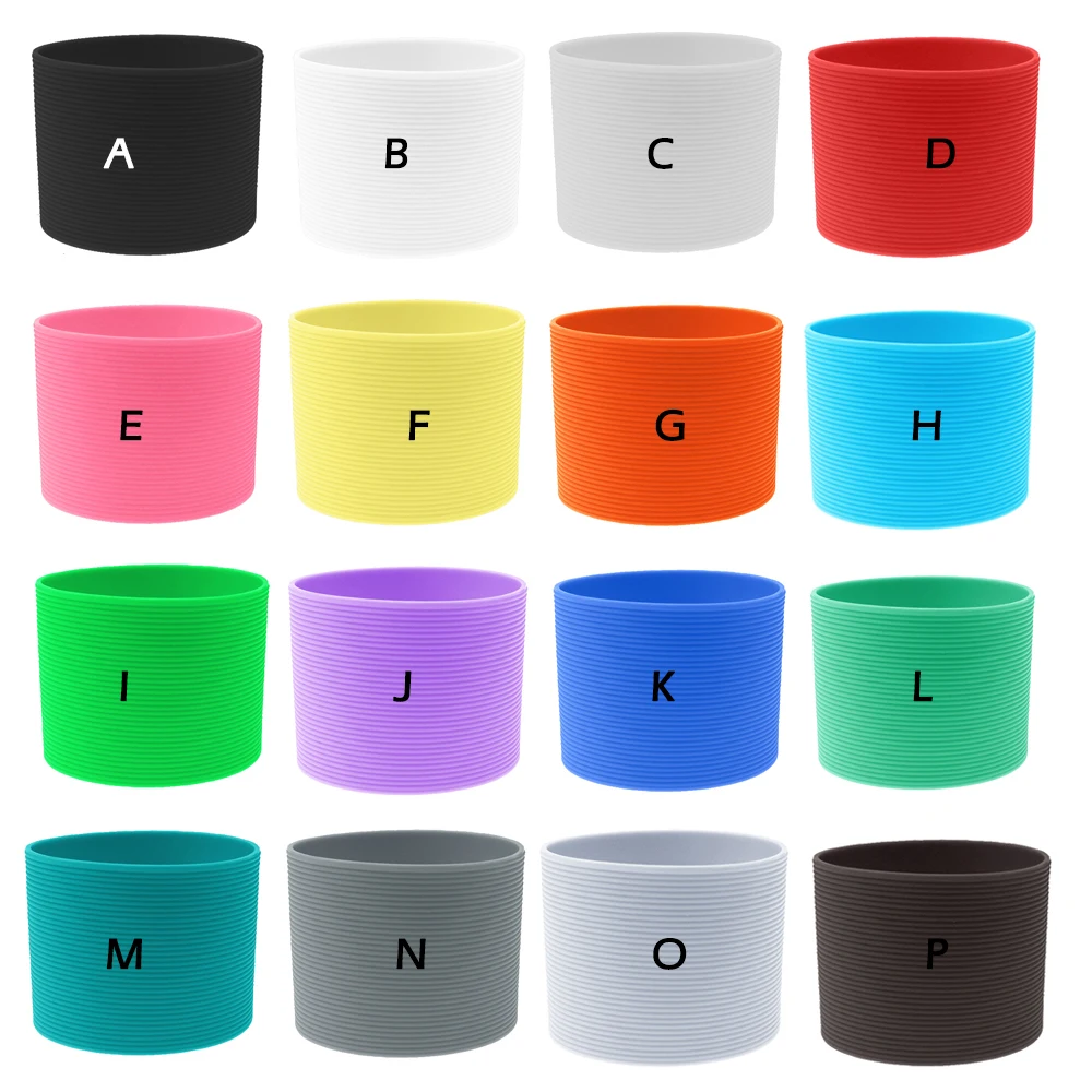 1Pc 37G Diameter 9.5cm Colour Soft Silicone Heat Insulated Antiskid Stripes Cup Sleeve Non-slip Wraps Glass Odorless Anti Slip