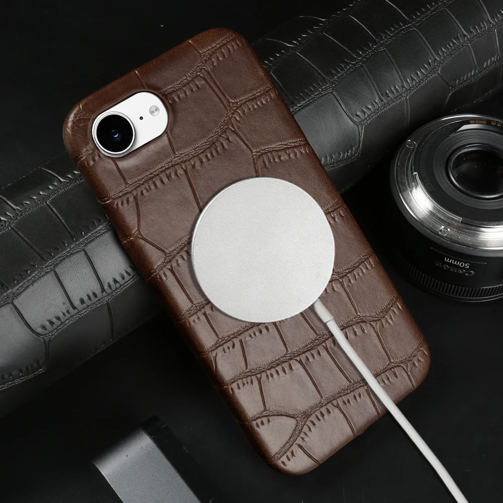 

Leather Magnetic Phone Case For iPhone 17e 16e Air 14 Plus 13 12 Mini 11 16 15 17 Pro Max Shockproof Hard PC Protection Cover