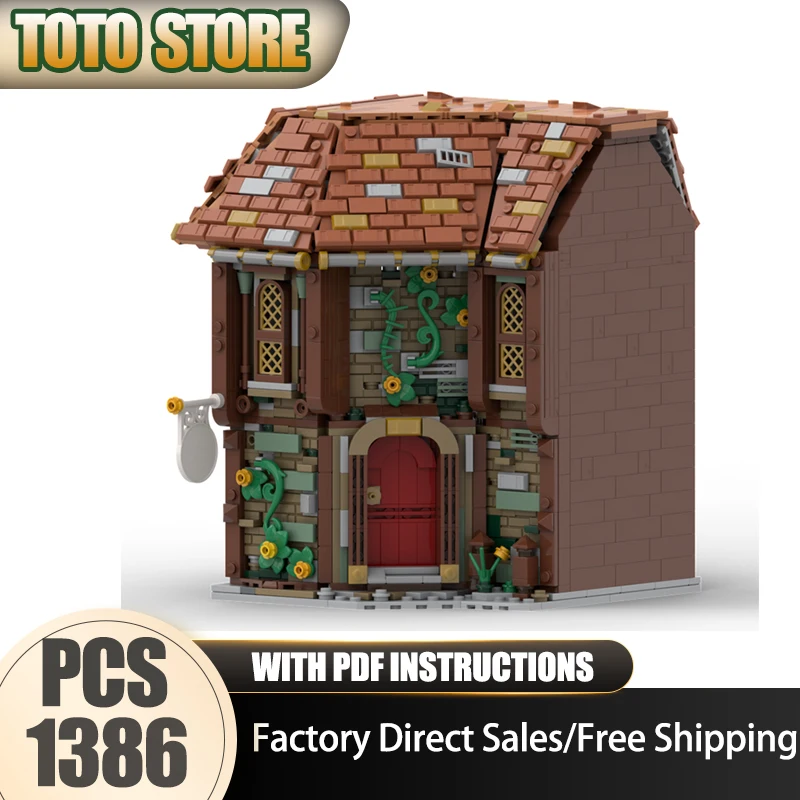 

Средневековый замок Модель Moc Строительные кирпичи Дом волшебника Модель здания Технология Вид на улицу города Модель Блоки ConstrustionToy