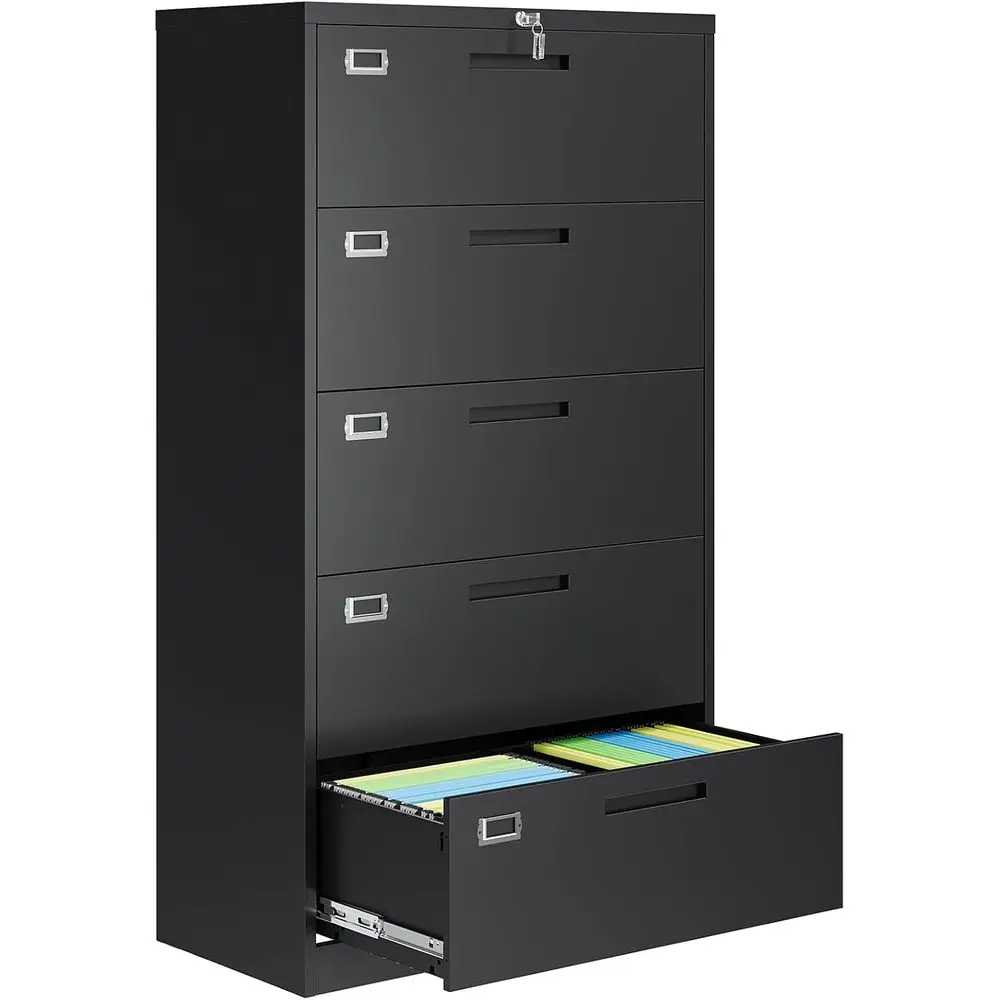 

Черный металлический картотечный шкаф с 5 ящиками для домашнего офиса, размер Letter/Legal/A4/F4, сборка необходимы