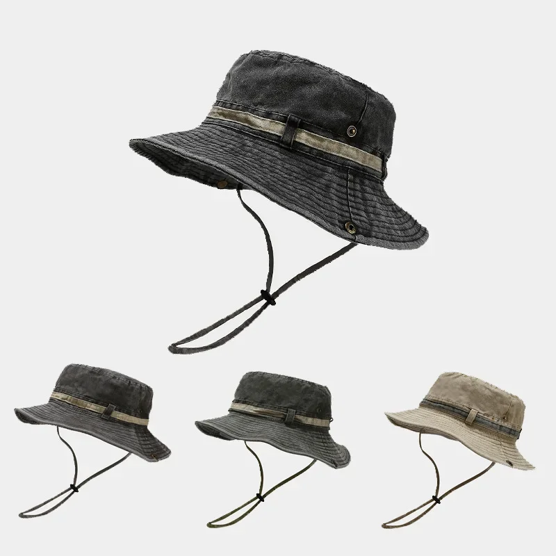 Spring Cotton Solid Bucket Hat Fisherman Hat Outdoor Travel Sun Cap For Men And Women 155