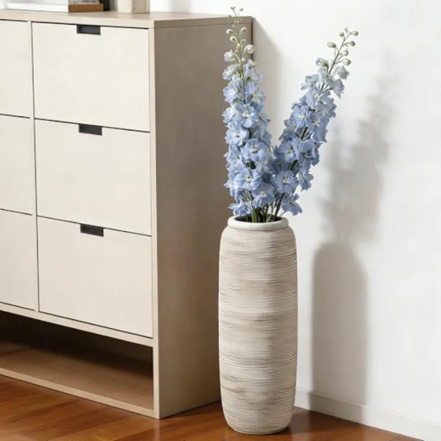 White Tall Vase for Floor, 18'' Extra Large Vase for Pampas Grass Dried Flower Bouquet, Big Ceramic Rustic Vases for Home Decor view 4