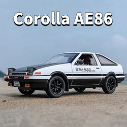 1/24 Corolla Initial D AE86 modello di auto in lega giocattolo con porte sonore e luminose apribili funzione di trazione posteriore giocattoli veicoli regalo